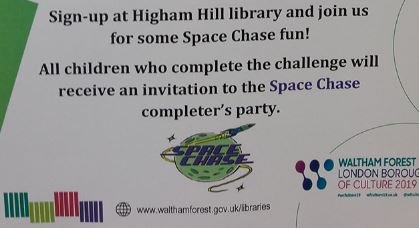 Save_HH_Library's tweet photo. The Space Chase Summer Reading Challenge is ON! Sign up for free now at Higham Hill Library: https://t.co/tdkwvm8hmk https://t.co/mr6h4YEynS