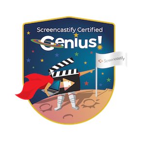 Well ⁦@kim_laughlin⁩ we always knew I was a genius...now I’m officially a #ScreencastifyGenius! Oh yeah! #TMGenius