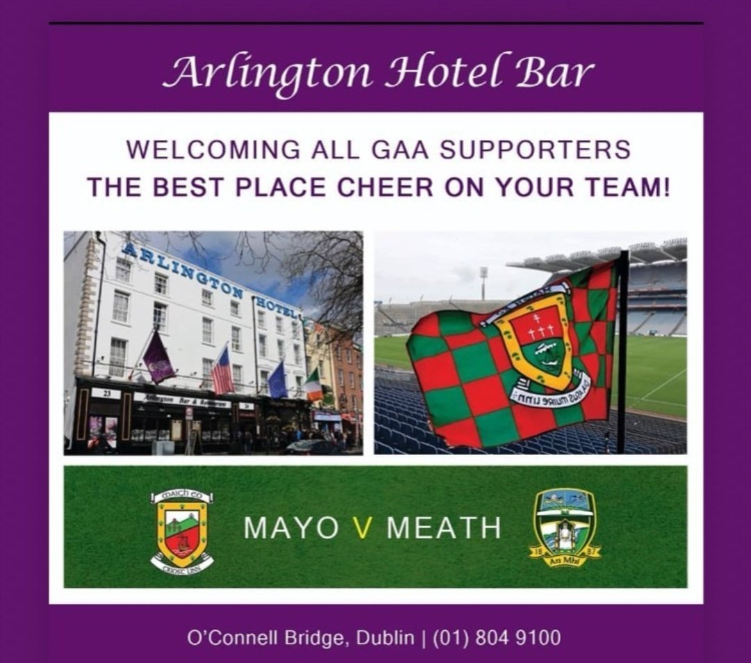 mayogaabanter's tweet image. Thanks to the @ArlingtonHotelD we have two corporate box tickets to giveaway to the match on Sunday. 
RT &amp;amp; Like this post to enter! 
Winner announced tomorrow night. 
#mayogaa #mayogaabanter #meathgaa