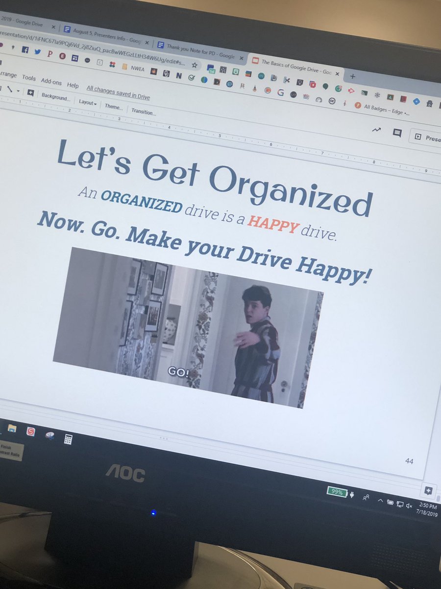 justjackie_edu's tweet photo. I’m not gonna lie. I’m pretty stoked to do a work session to help my Ts get their @googledrive organized and happy! They spoke. I listened. #OrganizeTheDrive #OrganizeAllTheThings @GoogleForEdu @HPSEagleUpdate @HPSECCenter @HennesseyEleme2 https://t.co/peSIL3WUZJ
