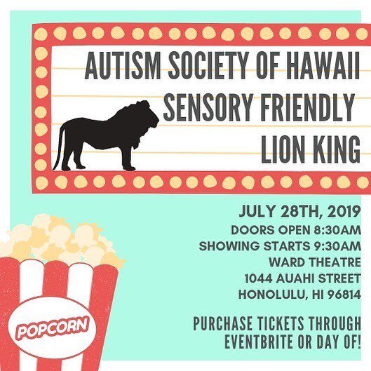 FOR OUR O’AHU ‘OHANA!
SENSORY FRIENDLY LION KING ON JUNE 28th🦁🐯🧡
•
Get your tickets now, link is in our bio!
•
 #AutismSocietyOfHawaii #DifferentAbility #NotADisability #ChooseToEmpower #BeKind #Autism #AutismAwareness #AwarenessIsAlways #AutismA… ift.tt/2O3a2mt