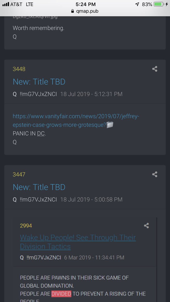 10. New Qanon. Q links to vanity fair article. The names that are about to be exposed as being connected to Epstein are going to cause a lot of eyes to open. The article of course starts with  @potus which is BS. Larry Summers, Bill Gates, Steve Bannon (who knows). L Rothschild