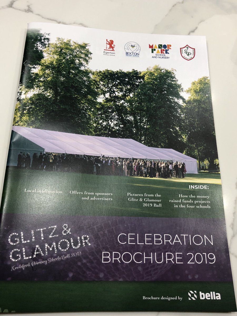 Standby...the Glitz &amp; Glamour Celebration Brochure will be making its way home to you from tomorrow if you are a family at <a href="/BextonPrimary/">Bexton Primary</a> <a href="/EgertonPrimary/">Egerton Primary</a> <a href="/ManorParkSchool/">Manor Park Primary School</a> <a href="/StVincents_PTA/">StVincentsKnutsfordPTA</a> Packed full of local information, offers, pictures from the 2019 ball and more! #knutsford