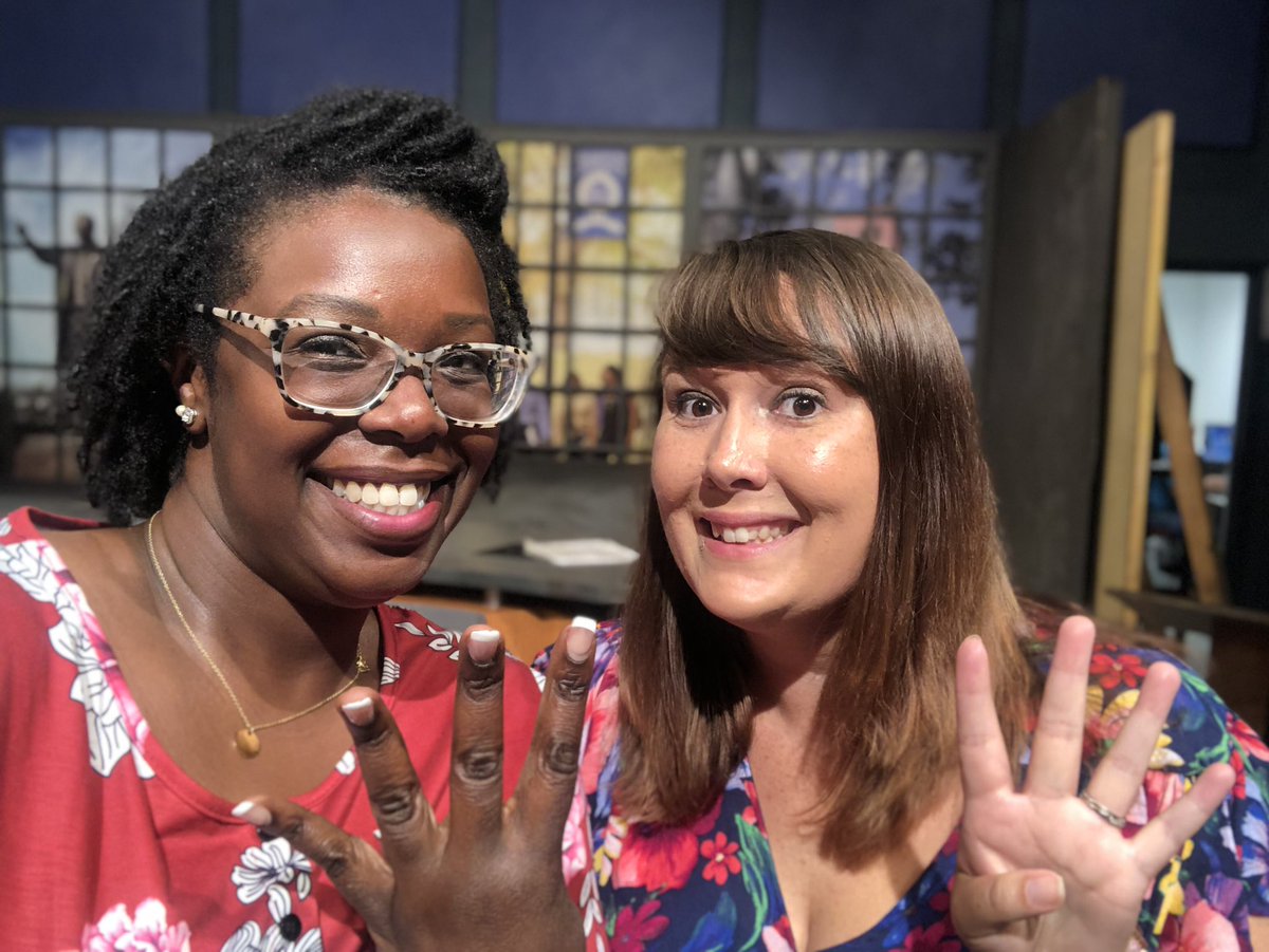 TeachThatTech15's tweet photo. Day 4 of the K-12 Teacher Institute and Mrs. Henry & I are so sad it’s ending! Dr. June Montgomery provided wonderful instructional strategies for teaching & respecting the significance of 1619. 🖤 #oddand20 #thisishampton #HU #professionaldevelopment #crabberpride🦀 #WeAreHCS https://t.co/cDlFUT2tFl