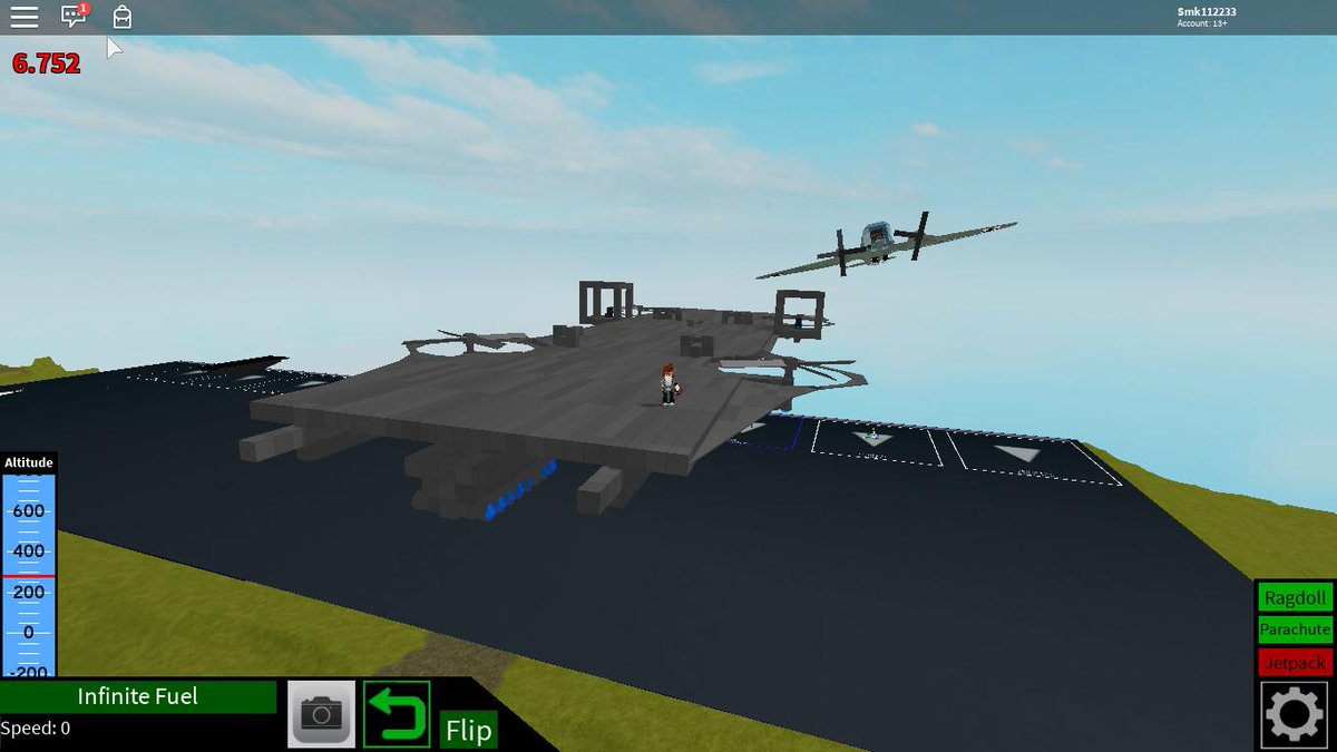 Smkplays On Twitter Ive Also Built This Baby Rip My Fps - roblox plane crazy carrier