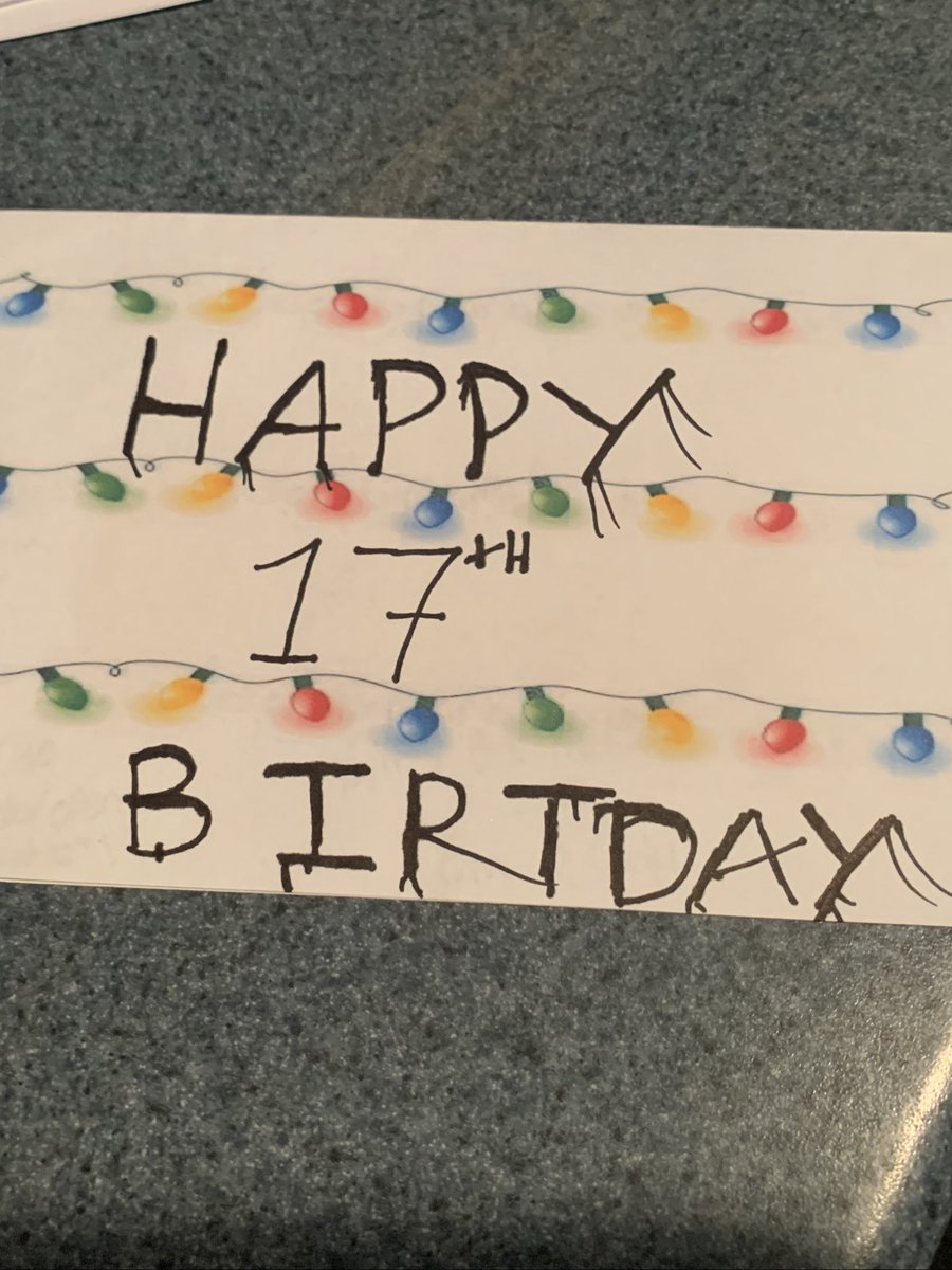crazyyemmaa's tweet photo. Birthday cards are ridiculously over priced so I made my sister a stranger things birthday card 🤷🏻‍♀️ @Stranger_Things https://t.co/oHhv6XOwHL