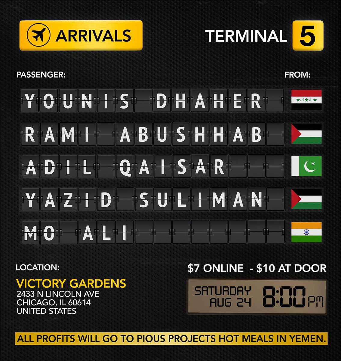 iamadilq's tweet image. our first show.
link for tickets in bio.
all profits are going to hot meals for yemen.