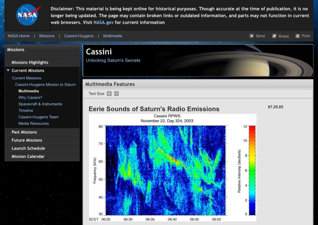 Saturn is also emitting what NASA calls ‘eerie’ radio emissions. You can hear what they sound like on YouTube. It’s fucking creepy.