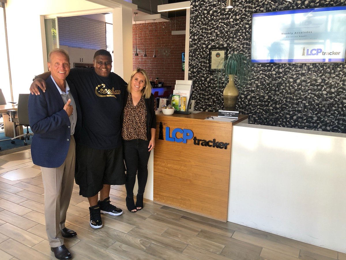 LCPtracker's tweet photo. #JarmaineGordon first shared his #construction career success story with us at #Ignite2018. He dropped by our Orange office this week, and we're beyond excited to hear about his continued success! #CareersInConstruction #Transformation #LCPtracker #EmpoweringPeople https://t.co/PjhoZxPHlN