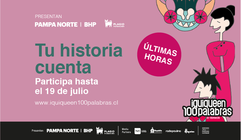 iquique100's tweet photo. ⏳ Si vives en la Región de Tarapacá y te quedaron historias por contar, ahora es tu oportunidad: ¡envía hasta 5 cuentos en https://t.co/vLJqzF34Hr hasta este viernes 19 de julio! https://t.co/Te8m6QgaEz