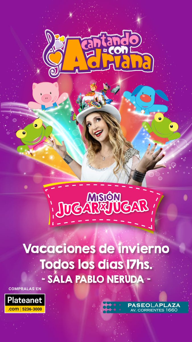 "Cantando con Adriana" presenta en las vacaciones de invierno: "Misión jugar x jugar" altoescandalo.com/2019/07/cantan… <a href="/CantandoAdriana/">Cantando con Adriana</a>