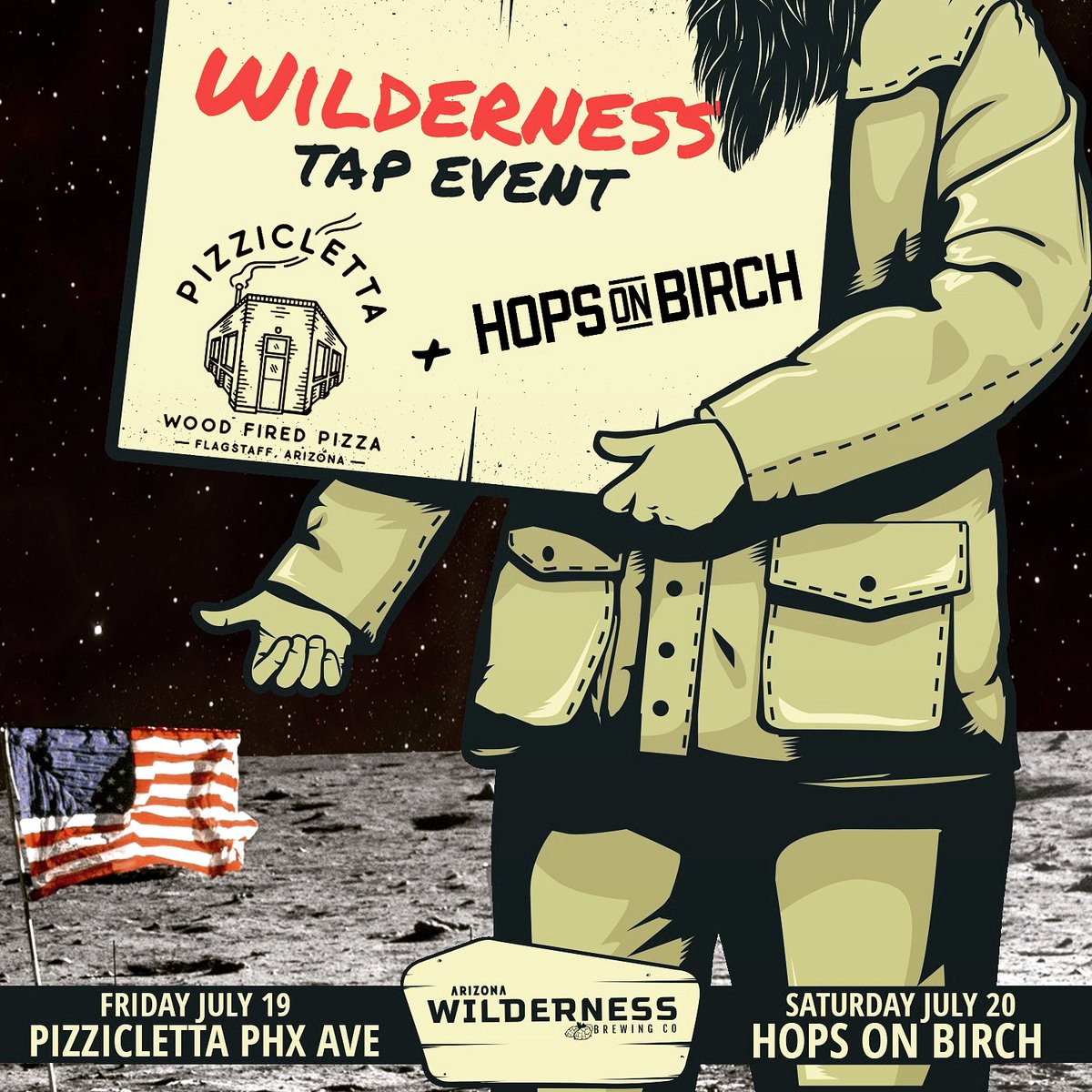 --LUNAR LEGACY 2019--
. . .
TOMORRROM NIGHT (7/19) - Kvasstronaut Release Party <a href="/pizzicletta/">Caleb Schiff</a> including an AZW-inspired pizza!
&amp;&amp;&amp;
SATURDAY (7/20) - Tap Takeover @ Hops on Birch!
. . .
See ya up there!🍻🚀