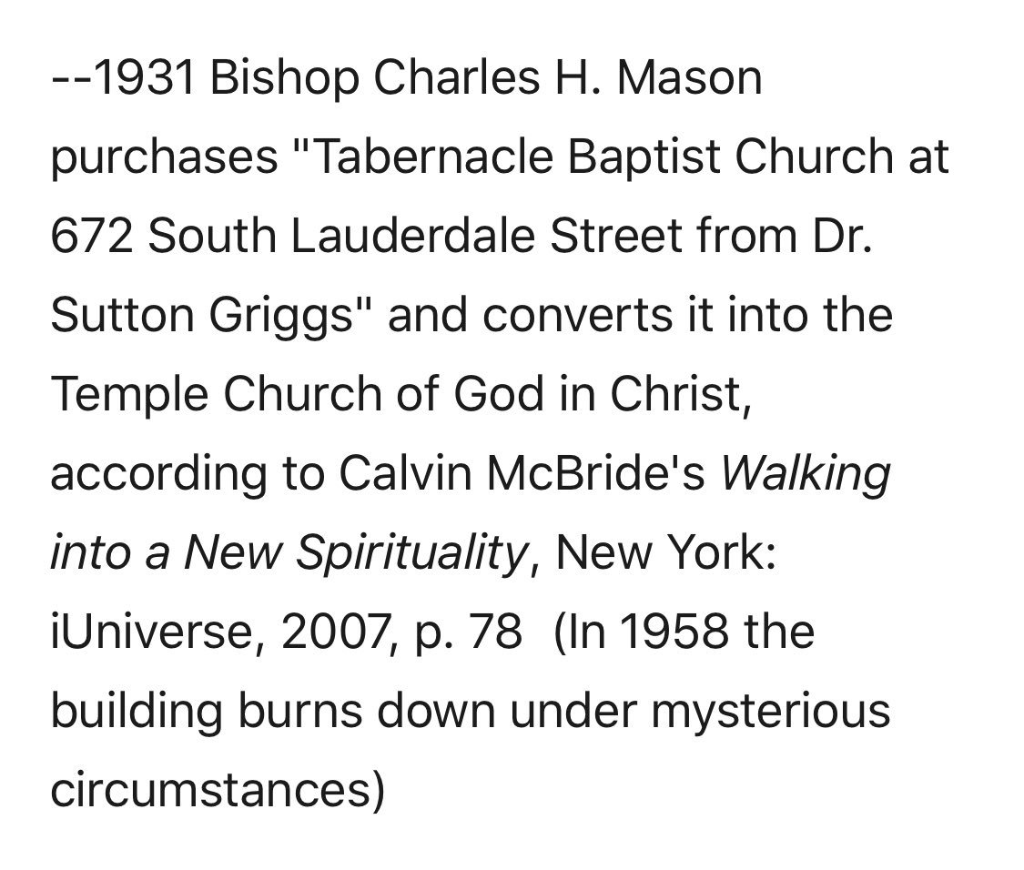 He was the precursor to the “New Negro Movement.” You know I had to visit the church that was once his, right? His original building was sold to Charles H. Mason and burned in 1960 but was rebuilt.