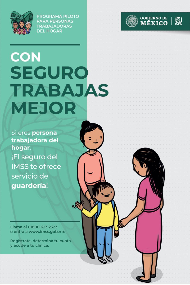 IMSS_BC's tweet image. 📌 Recuerda que el #ServicioDeGuardería es uno de los beneficios que obtienes al ser parte del #ProgramaPiloto para Personas #TrabajadorasDelHogar

Porque #ConSeguroTrabajasMejor 
Regístrate en ▶️bit.ly/2OAefKM
