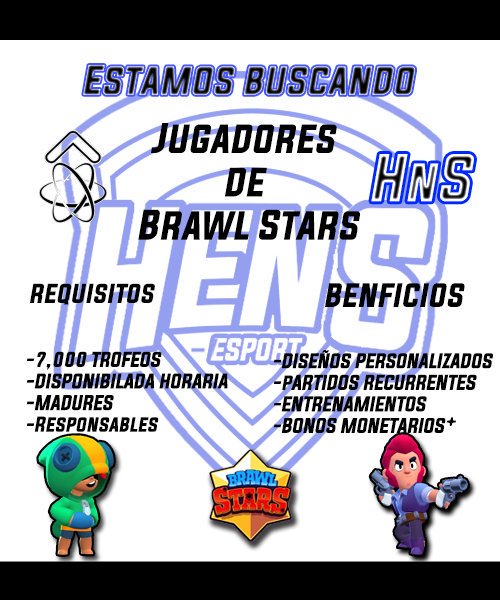 Buscas equipo competitivo de #BrawlStars, este es tu momento de formar parte de la familia Hens requisitos en la imagen. 👇👇
<a href="/Promo_BS/">PROMO Y AYUDAS • SIGUENOS Y ETIQUETANOS •</a> <a href="/AyudaseSports2/">Publicidad eSports LATAM</a> <a href="/jajajajajajaCR/">Bgama🏆</a>