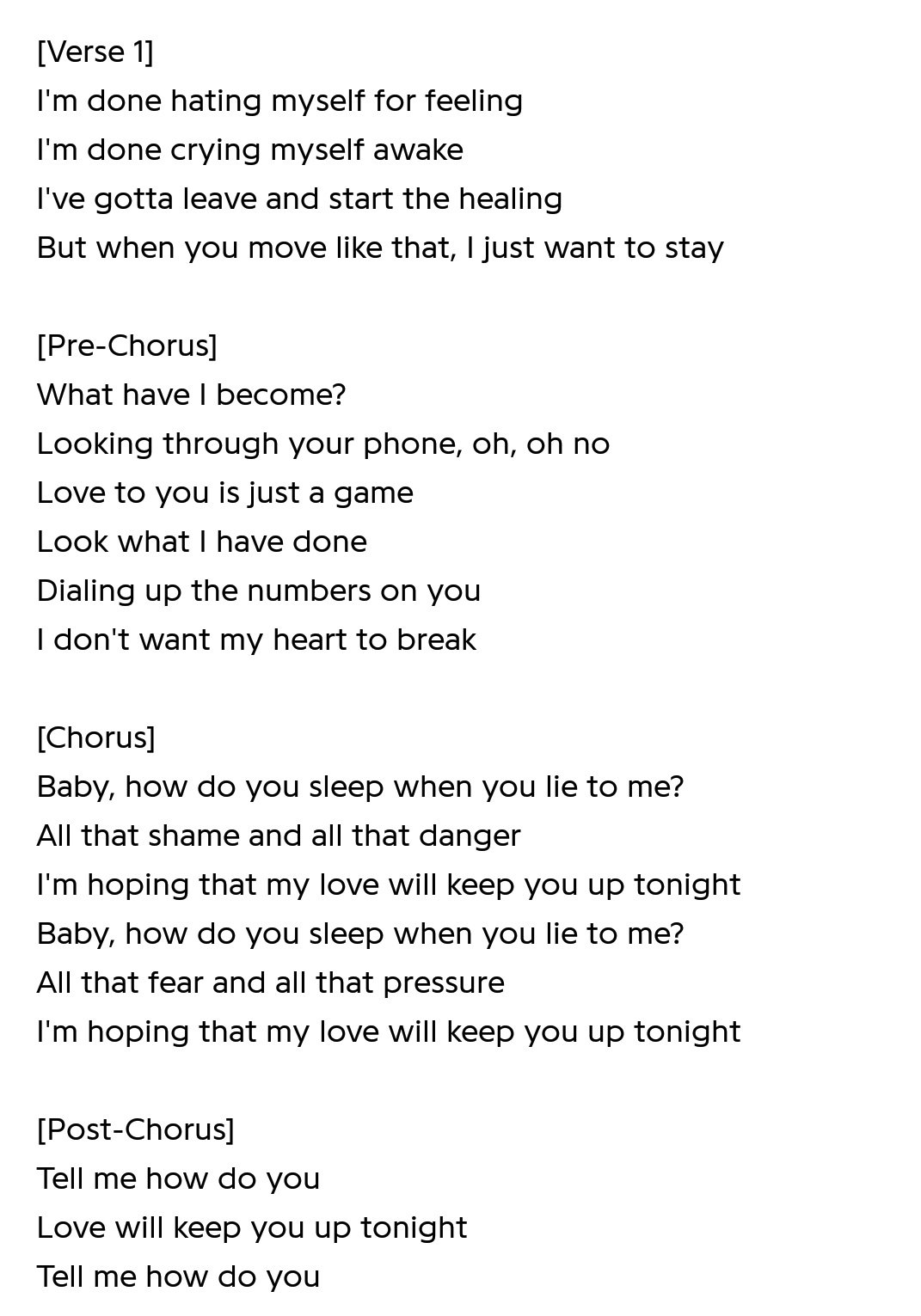 Sam Smith Argentina on X: Letra de how do you sleep?.