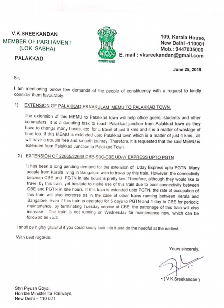 PalghatRPA's tweet image. Demand to extend Uday express to PGTN blocked by #PCOM SR citing lack of pitlines at pgtn. By terminating Tuesday service at CBE for maintaince will make the extension possible for improving the patronage. Reports Manorama. @GMSRailway @RailMinIndia @PiyushGoyalOffc @PiyushGoyal