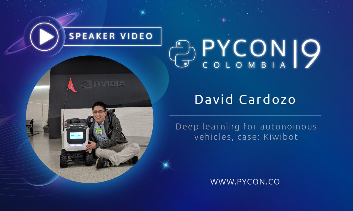 pyconcolombia's tweet photo. Watch the video of David Cardozo @_davidcardozo, he teaches us about "Deep learning for autonomous vehicles, case: Kiwibot".
https://t.co/iwpv6jmlij
#PyConColombia2019 https://t.co/Em41WeYM0X