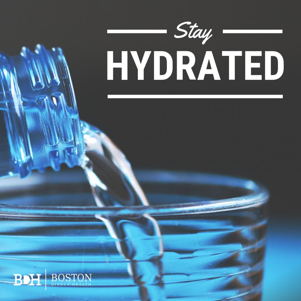 BostonDirect's tweet image. With the heatwave Boston is experiencing, it's critical to stay hydrated. Remember, thirst Means you’re already dehydrated. Dehydration triggers the body’s thirst response.
