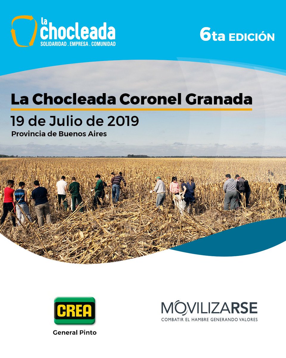 Mañana se viene la 6ta EDICIÓN de La Chocleada de Coronel Granada, Provincia de Buenos Aires <a href="/crea_arg/">CREA</a>
.
.
.
#MovilizaRSE #serparte #valores #lachocleada #coronelgranada #solidaridad #campo #cargill #somoscrea
