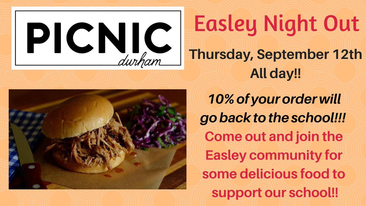 EasleyPTA's tweet photo. Eat at Picnic TODAY to support Easley!! https://t.co/SV8niarUn7