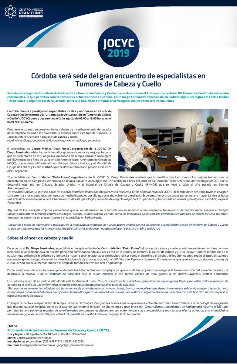 LucasCaussa's tweet photo. Todos invitados a las 2das Jornadas de Tumores en Cabeza y Cuello en Cordoba , Argentina https://t.co/wvB0zqNmlc