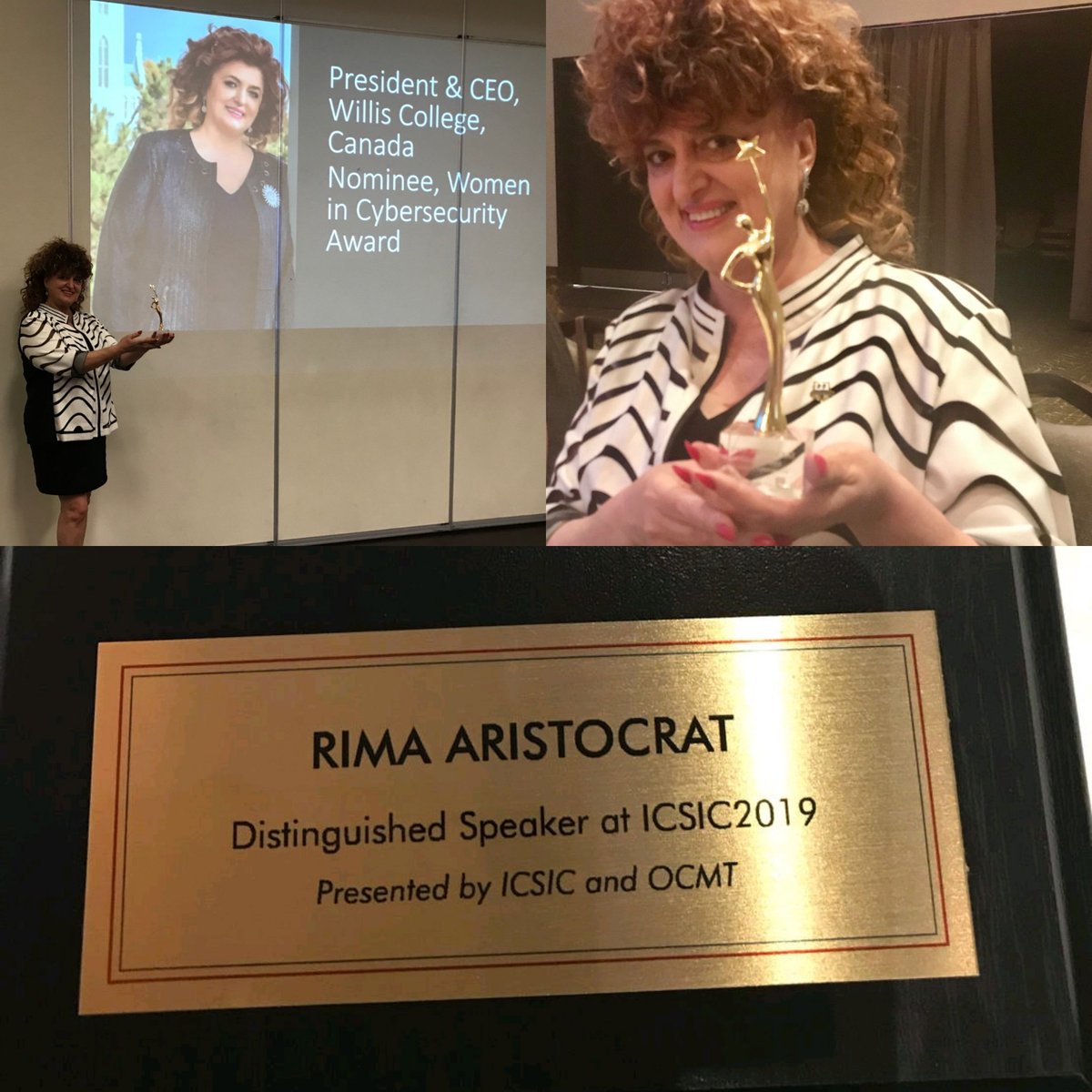 Congratulations to our president @RimaAristocrat for winning the #WomanInCyberSecurity Global Award at the 2019 International Cyber Security & Intelligence Conference!  We are all so proud of her!
