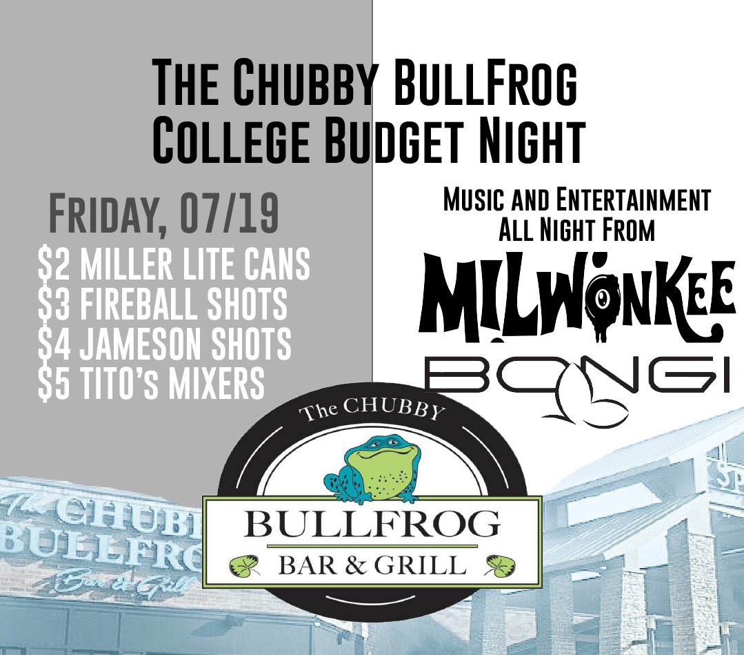 evanliebau's tweet photo. hey guys idk if you like fun or not but you should come out to the chubby bullfrog tomorrow night! music will be provided by @yourfriendbongi and @bdandowning 🙂🍺 https://t.co/Fo8zJanA9F