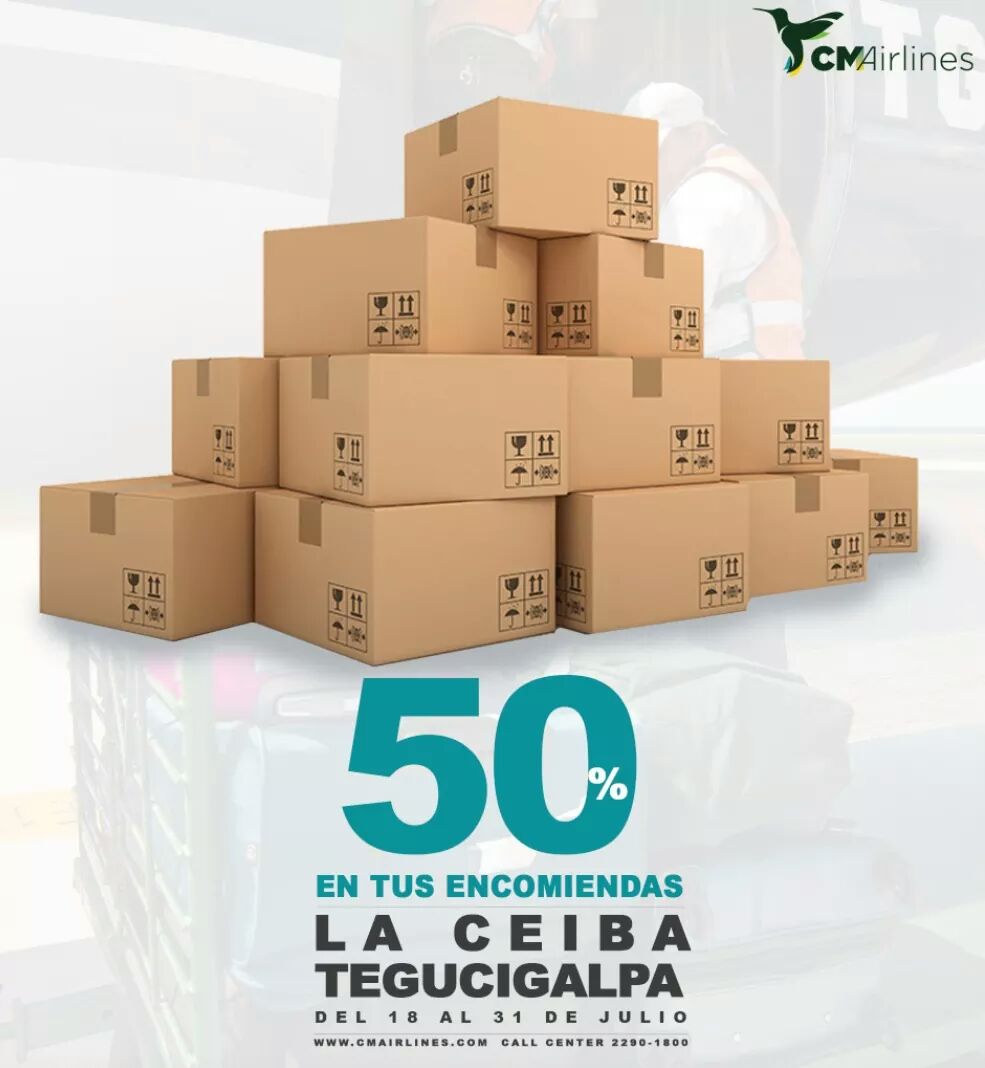 cmairlines's tweet photo. Todas las encomiendas de La Ceiba - Tegucigalpa al 50% 📦
del 18 al 31 de julio 🕐

https://t.co/85zJWCLJLh
Información: 2290- 1800 https://t.co/996Cqtv1nE