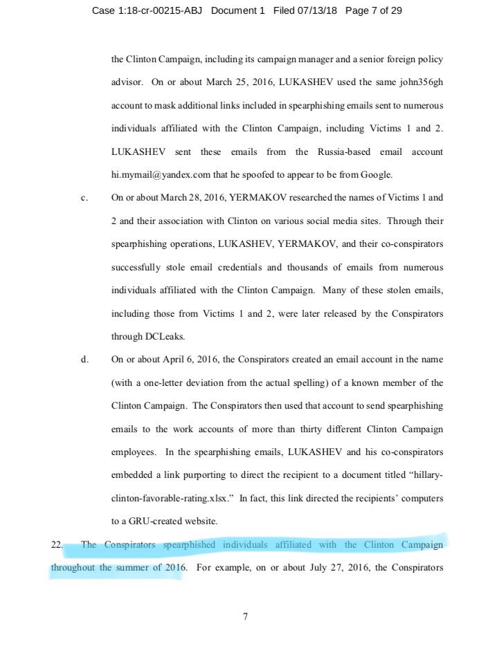 26/ OBJECT OF THE CONSPIRACY: Hack and distribute stolen goods to influence 2016 election for Trump.Let’s pause for a moment: imagine if the GRU did all this work to get Hillary elected, not Trump. The GOP would squawk for internity instead of pretending there’s no there there.