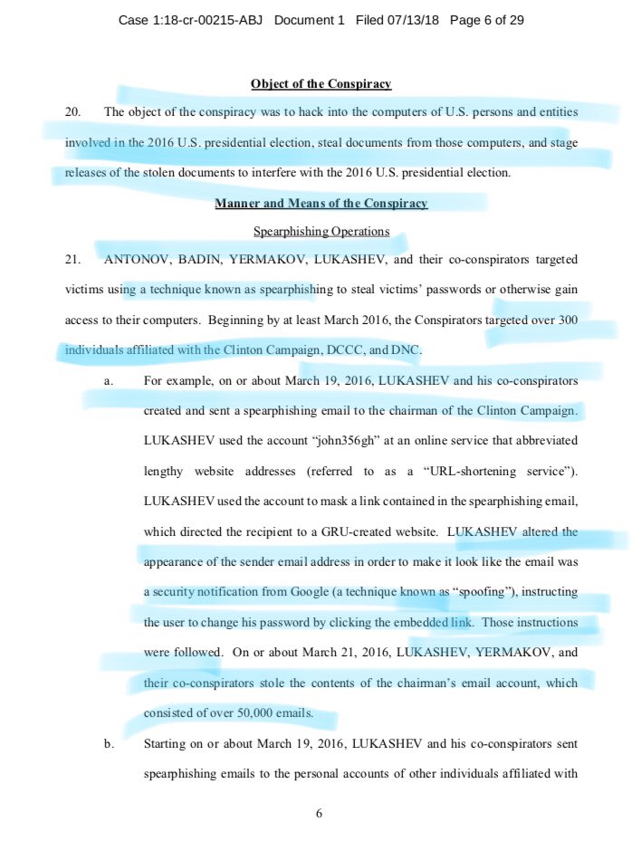 26/ OBJECT OF THE CONSPIRACY: Hack and distribute stolen goods to influence 2016 election for Trump.Let’s pause for a moment: imagine if the GRU did all this work to get Hillary elected, not Trump. The GOP would squawk for internity instead of pretending there’s no there there.