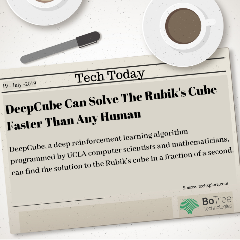 BoTreeTech's tweet photo. Tech Today - Your Daily Dose Of Tech.
Read more: https://t.co/ge8IK2oQFb…/2019-07-deep-algorithm-rubik-cube-…
#TechToday #TodayInTech #Technews #Techupdates #Technology #Tech #Techcommunity #AI #Machinelearning #Deeplearning #BoTreeTechnologies #BoTreeNewsUpdate https://t.co/JUeyDWcgtT