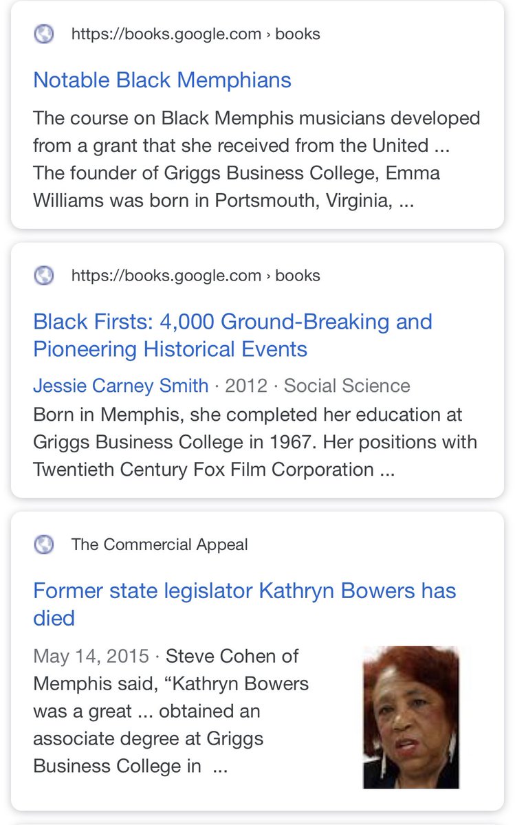 I notice there are a few other results in the search that are tied to notable Black Memphians.And then it hits me: “Was this a Black-owned school?”