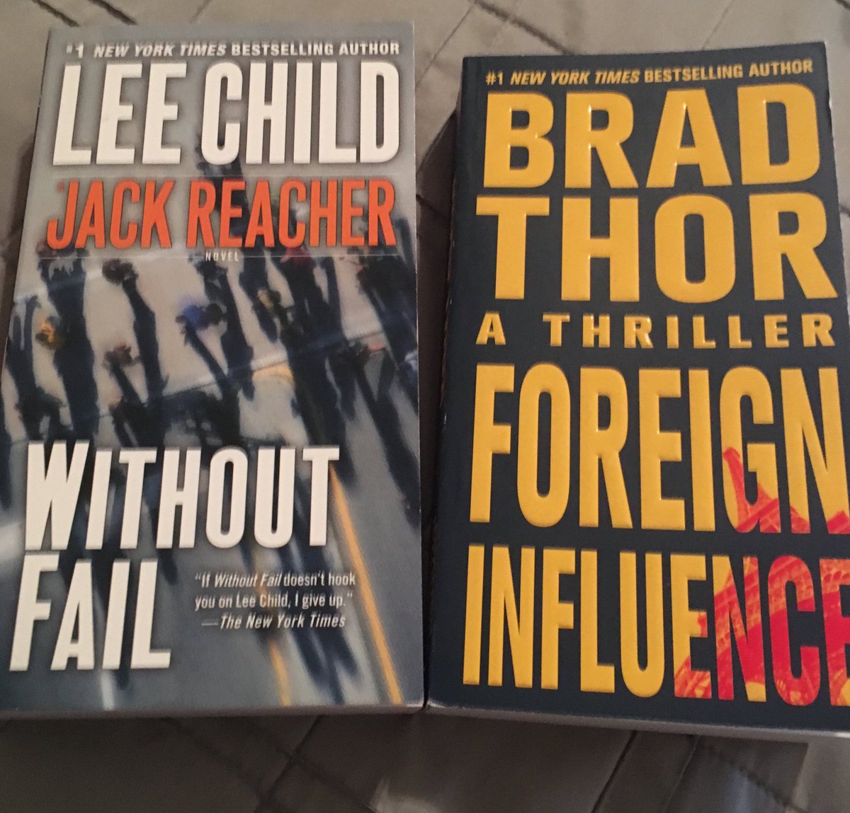 ReadReact's tweet photo. Three days at the beach with the fam meant waking up before everyone else, hot coffee, and reading kick-ass heroes who take their hyphenated adjectives seriously. Thanks @LeeChildReacher and @BradThor for summer vacation, morning kickassery. #amreading #ReadTweet https://t.co/yPkFOF8WTk