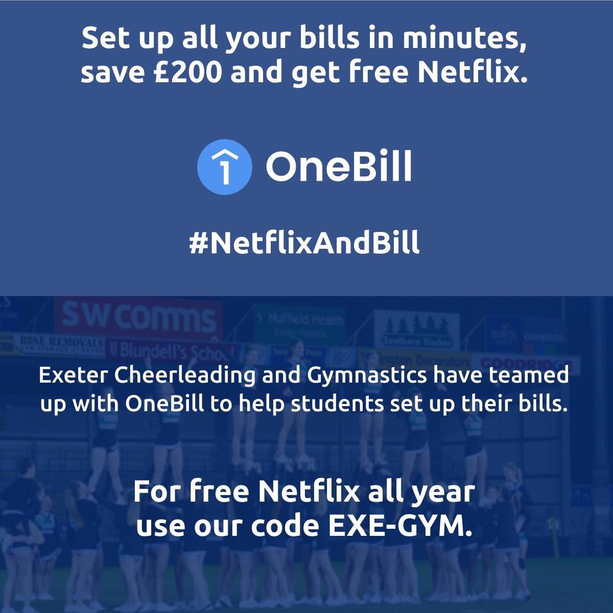 ExeterEmeralds's tweet photo. EXCITING NEWS! 
EUCGC has teamed up with Billing Better!

1. Organise and split house bills fairly.
2. Save £200.
3. FREE NETFLIX for the house. 
4. Help EUCGC fund competition fees and safe equipment (every house that signs up we get £60) 

Code: EXE-GYM 💚💚 https://t.co/v8fItPxELy