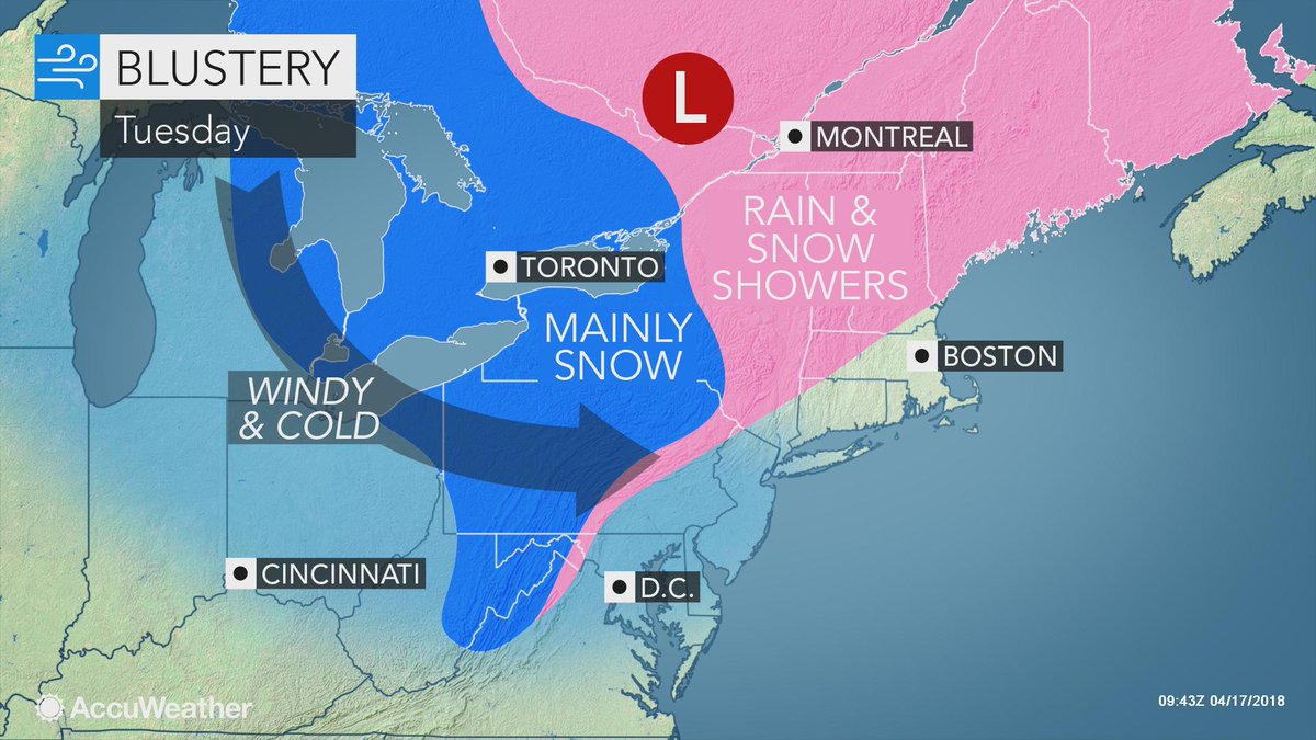 breakingweather's tweet photo. Some wintry weather will linger throughout the Northeast this week: https://t.co/fVfEW86GpX https://t.co/Cl6UWFvdq1