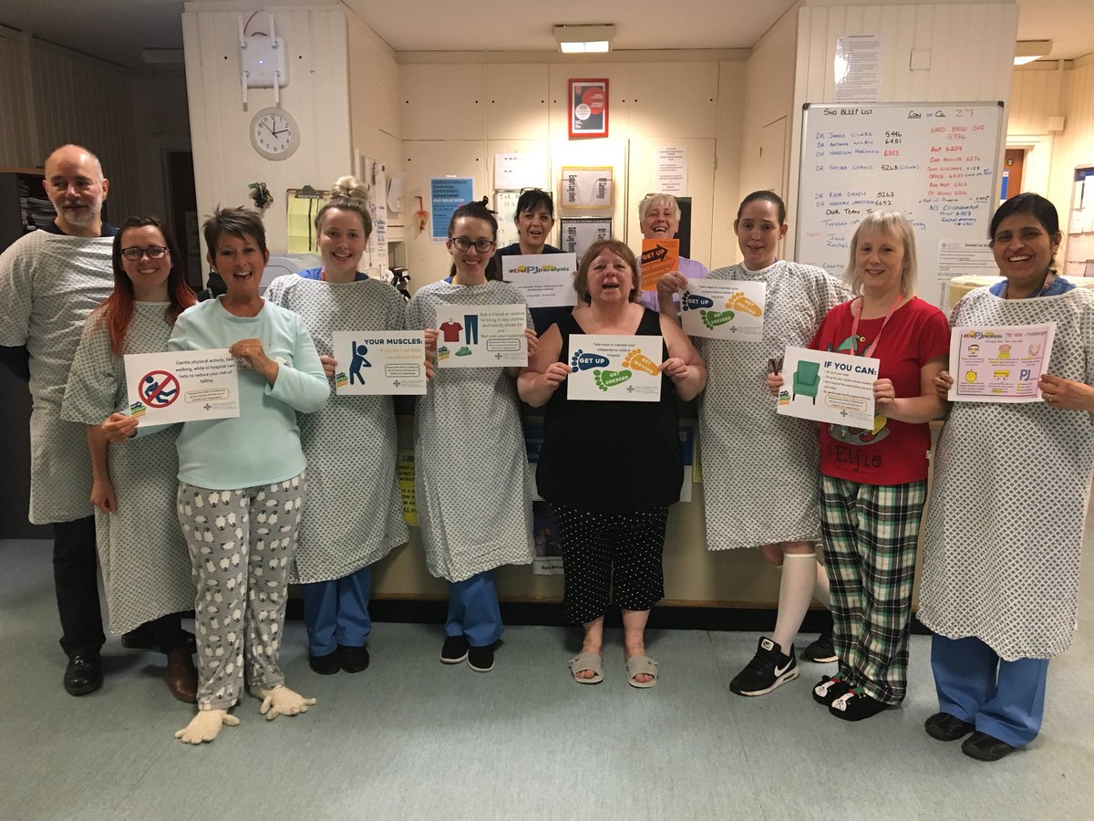 Staff on Ward B1 Cardiology @CV_UHB  launch #endPJparalysis70 and commit to helping patients #endPJ  #GetUpGetDressedGetMoving @cav