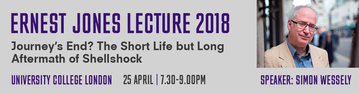 Join <a href="/WesselyS/">Simon Wessely</a> for 'Journey's End? The Short Life by Long Aftermath of Shellshock' - a lecture on military #mentalhealth on Weds 25 April. bit.ly/2nMp5B7 <a href="/rcpsych/">Royal College of Psychiatrists</a> <a href="/KingsIoPPN/">Institute of Psychiatry, Psychology & Neuroscience</a>