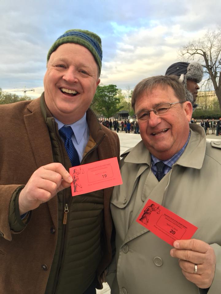 natauctionassn's tweet photo. #NAApros Kurt Roger Johnson and Jim Fahey are at the Supreme Court of the United States today to hear the South Dakota v. Wayfair case. Read more about the NAA's involvement with this case and how it impacts the auction industry at https://t.co/C95eWI0tbA. #AuctionsWork https://t.co/01dLfkqXIL