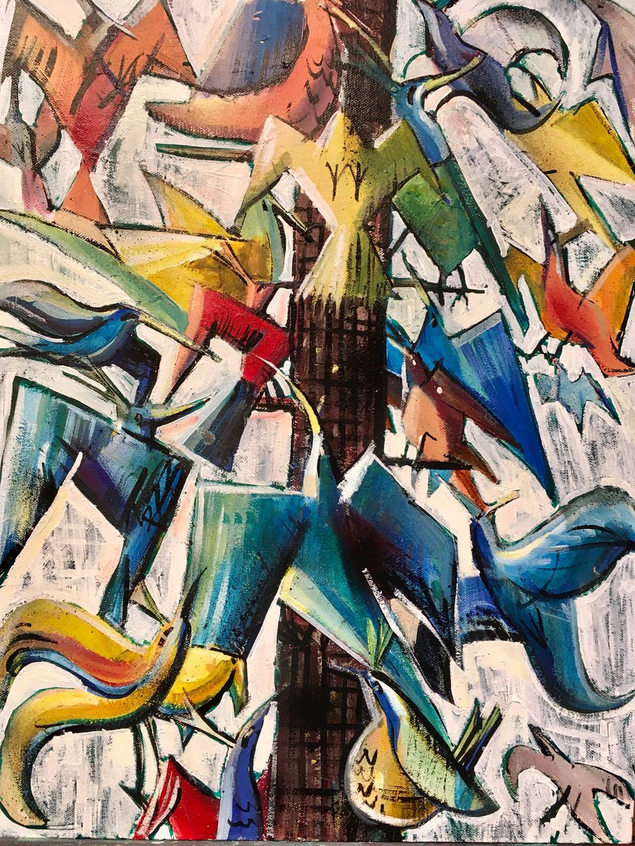 The bird feeder in the snow #art #colour #paint #painting