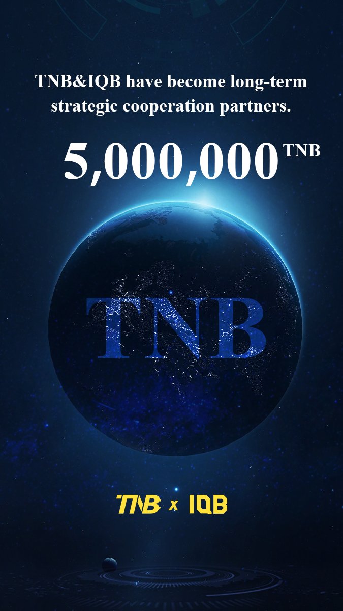 TimeNewBank's tweet photo. TNB&amp;IQB have become long-term strategic cooperation partners. TNB foundation has sponsored jackpot worth 5 million TNB. We will have a grand opening for the first show of live streaming via IQB App (blockchain airdrop platform). To be expected!   TNB Team https://t.co/uePRcCajfB