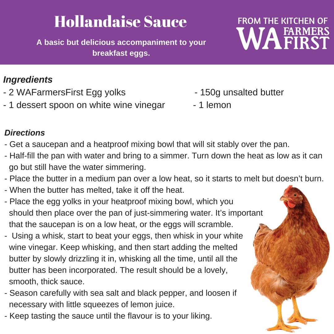 WAFarmersFirst's tweet photo. #HollandaiseSauce is one of those basic recipe accompaniments that should be in every cook's repertoire. With only four ingredients and it being so easy to make, there's no excuse for not learning! #WAFarmersFirst #eggs #breakfast https://t.co/8zDcJQBLmM