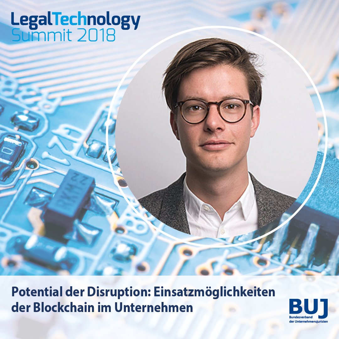 BUJ_eV's tweet image. #Blockchain ist über Industriegrenzen hinweg in aller Munde und kommt immer häufiger zum Einsatz. Doch was steckt dahinter? Und wie können Unternehmen diese Technologie nutzen? Erfahren Sie mehr von Florian Glatz, Präsident @bundesblock beim #LegalTechnologySummit18