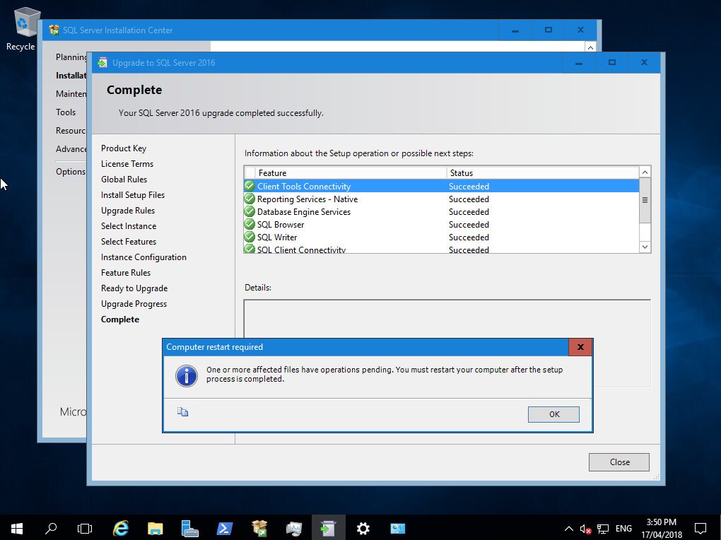 MyNameIsMurray's tweet image. #ConfigMgr #UpdateDayReport: Next on the list, an in-place SQL Server upgrade to SQL 2016. And just like my last update (for the OS upgrade), this worked a treat... almost.