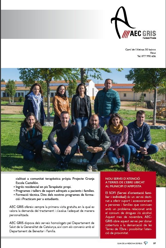 ReusSalut's tweet photo. @aecgris AEC  Gris Fundació Privada és una entitat que treballa els problemes associats a les addiccions des de l'any  1990. 📍Camí de l'Aleixar, 50 baixos Reus ☎️877 990 606
#reussalut #Reus #addiccions #salut #Catalunya #SOFI #enparlem #granjaescolacastello https://t.co/y7l9eJSctd