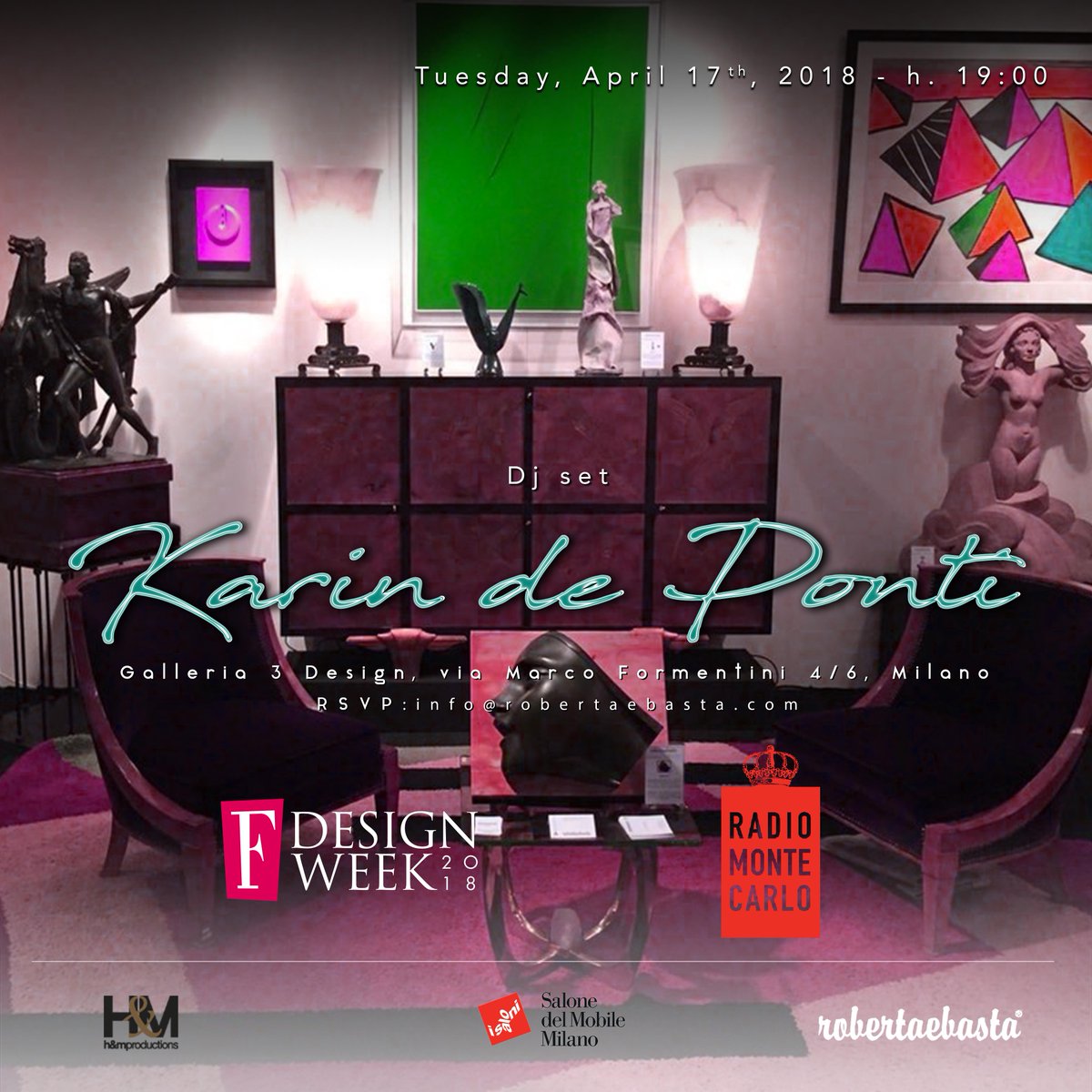 rmc_official's tweet photo. Questa sera non perdere il dj set di @Karindeponti in occasione della #FDesignWeek 2018 🎵

#RMC radio ufficiale! ➡️ https://t.co/Dt07oerjlA https://t.co/BI1F4v3EbL