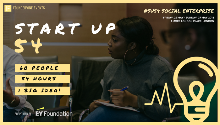 foundervine's tweet photo. EVENT ANNOUNCEMENT! Want to start a business with impact in just 54 hours? Applications now open for Startup 54 in collaboration w/ @EY_Foundation. Calling all #changemakers, professionals and aspiring social entrepreneurs. Apply now: https://t.co/5q6HZEZXjA
#startup #socent https://t.co/3380VG6JqL