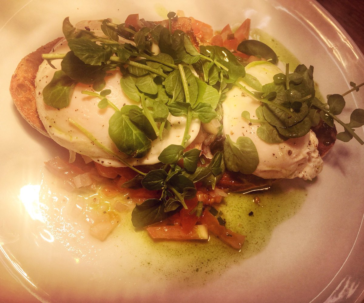 We think that we may start living off our crushed avocado, poached eggs, tomato &amp; herb salsa, sourdough #stafffavorite #healthybreakfast #breakie #crushedavocado #avocadotoast #poachedeggs #poachedeggsandavocado