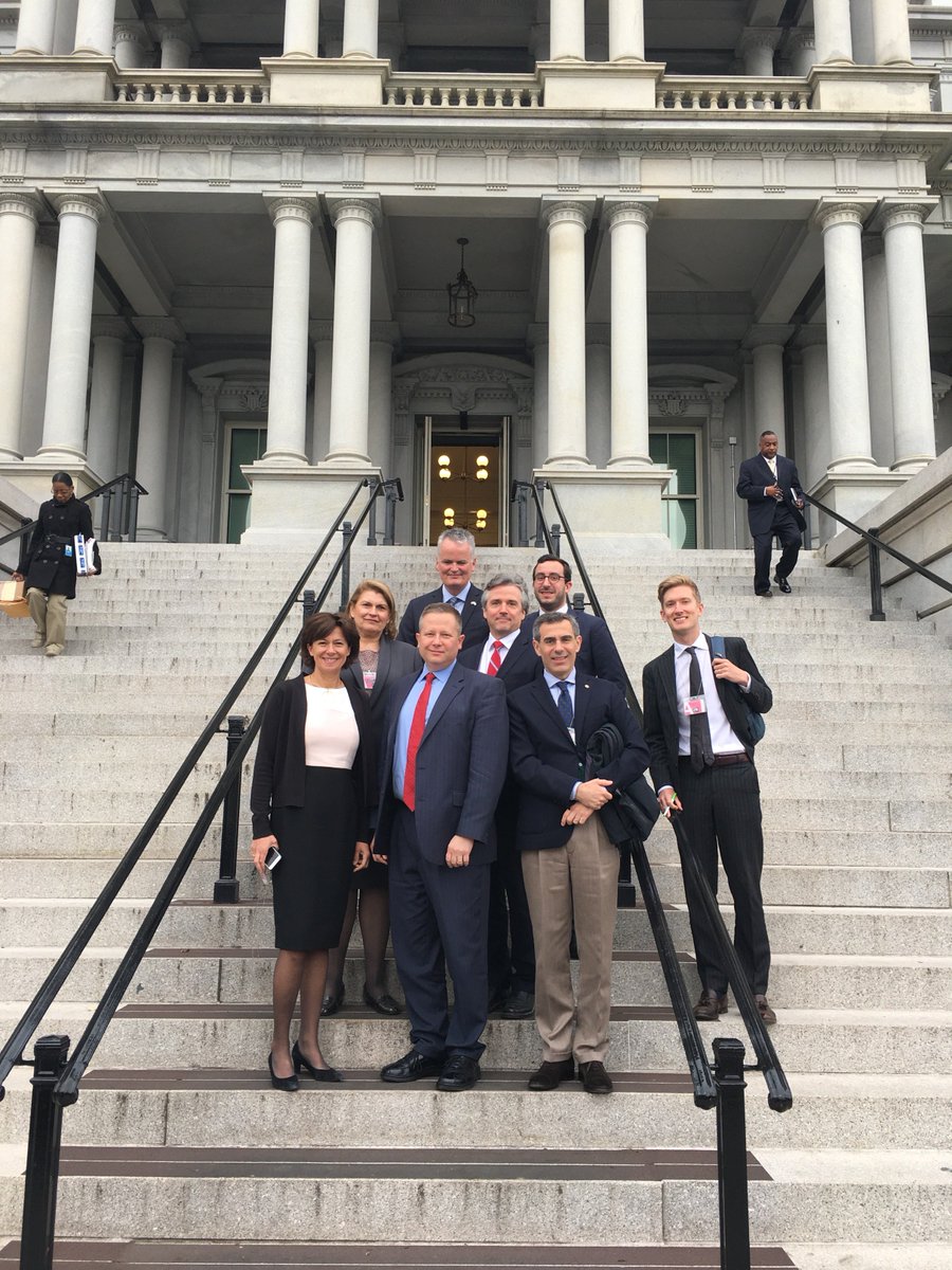 AmChamEU's tweet photo. A very busy schedule last week in #DC with 5 European AmChams for outreach meetings on #TheHill, the US administration @WHNSC @CommerceGov @USTradeRep @StateDept, press & many more! Learn more & see all the photos: https://t.co/ZCAozEOGaV #Transatlantic2018 @US2EU https://t.co/yHaBaCiNio