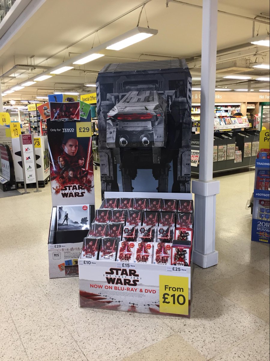InStore_Europe's tweet photo. Red Alert! #StarWars AT - AT walker invading @Tesco in the UK!! #FoundInStore for the release of the #TheLastJedi on Blu-Ray and DVD, an awesome 3D display stand. Question is, will you be brave enough to get your copy under the eye of this steel monster?
#Retail #Merchandising https://t.co/x78t0i63uN